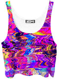 Purple Acid Glitch Waves Crop Top