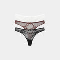 Lounge Underwear Blossom Lace Thongs (3-Pack) - Black