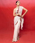 Handwoven Ivory Georgette Digital Print Sari By KYNAH, Luxury Indian Fashion & Bridal Wear