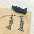 Articulated fish rubber stamp, vintage style little fish stamp