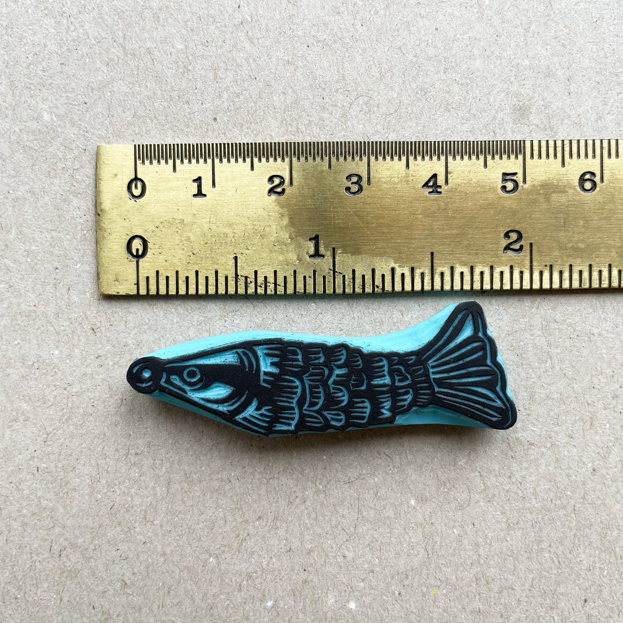 Articulated fish rubber stamp, vintage style little fish stamp