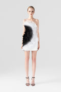 Futuristic Artistic Black & White Ruffle Mini Dress