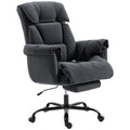 Overstuffed Executive Office Chair with Built-In Footrest and Recline, Gray