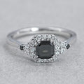 Asscher Cut Black Diamond Halo Ring