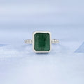 Asscher Cut Emerald Gemstone Bezel Set Ring