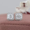 Asscher Lab Diamond Halo Stud Earrings