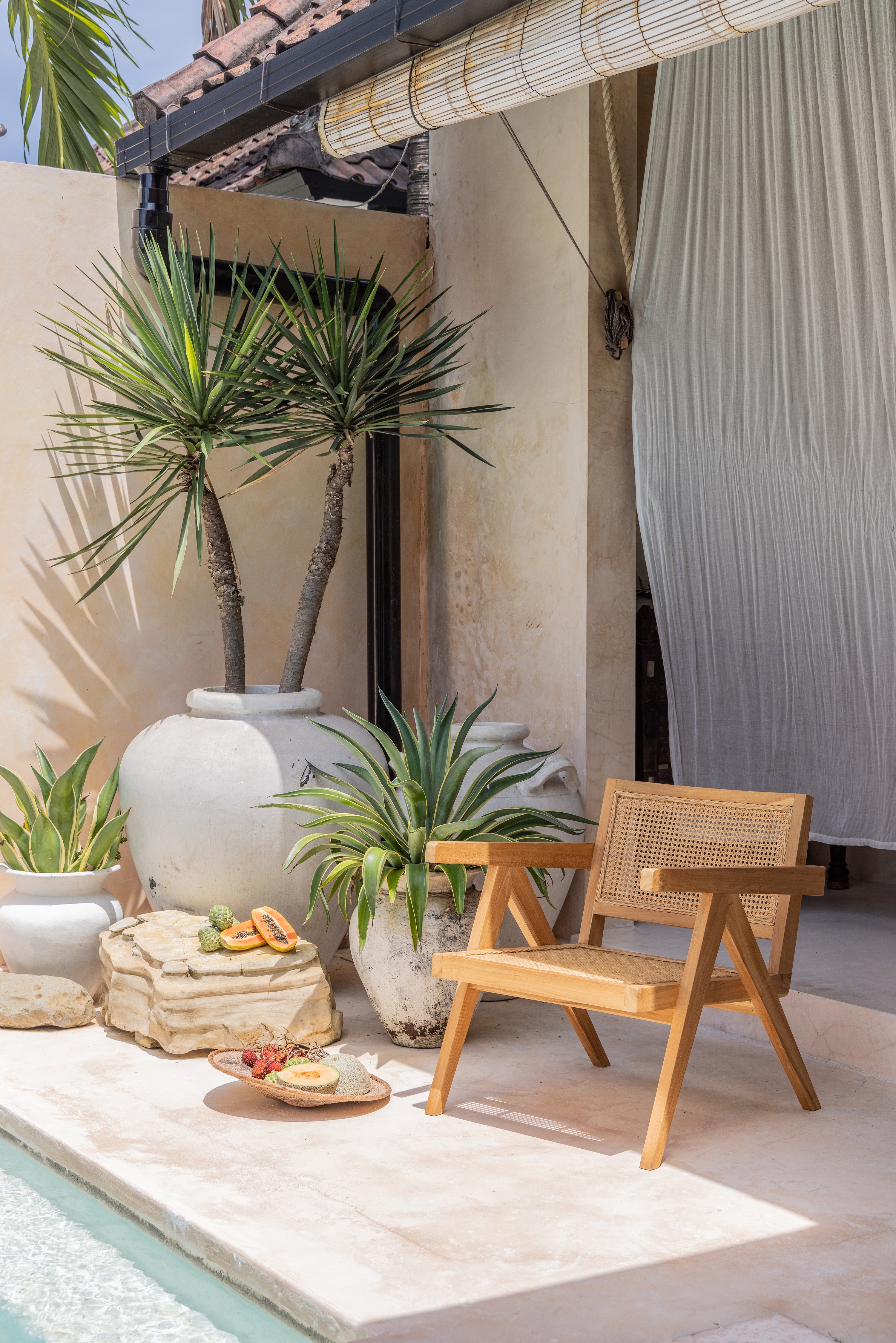 Asya Teak and Rattan Lounge Chair