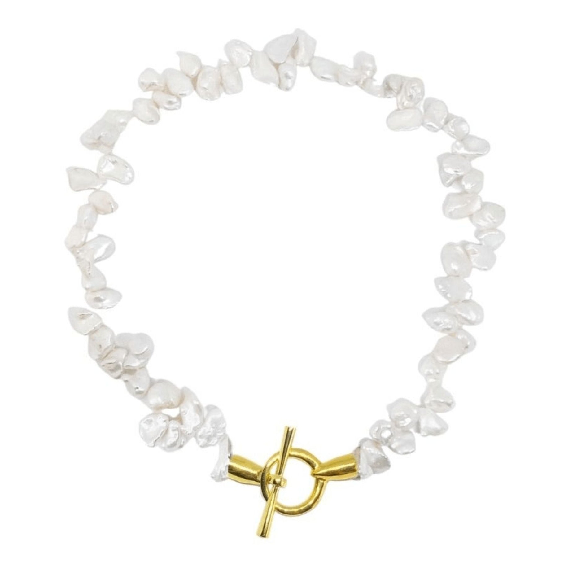Asymmetrical Pearl Necklace | Gold