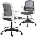 Adjustable Mesh Sit-Stand Chair with Lumbar Support & Flip Armrests, Grey