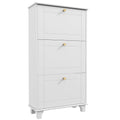 Narrow Shoe Cabinet with 3 Flip Drawers, Shoe Rack Cabinet Holds 12 Pairs of Shoes, White