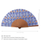 Blue and Orange Handcrafted Ikat-Inspired Silk Fan