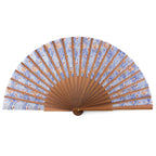 Blue and Orange Handcrafted Ikat-Inspired Silk Fan