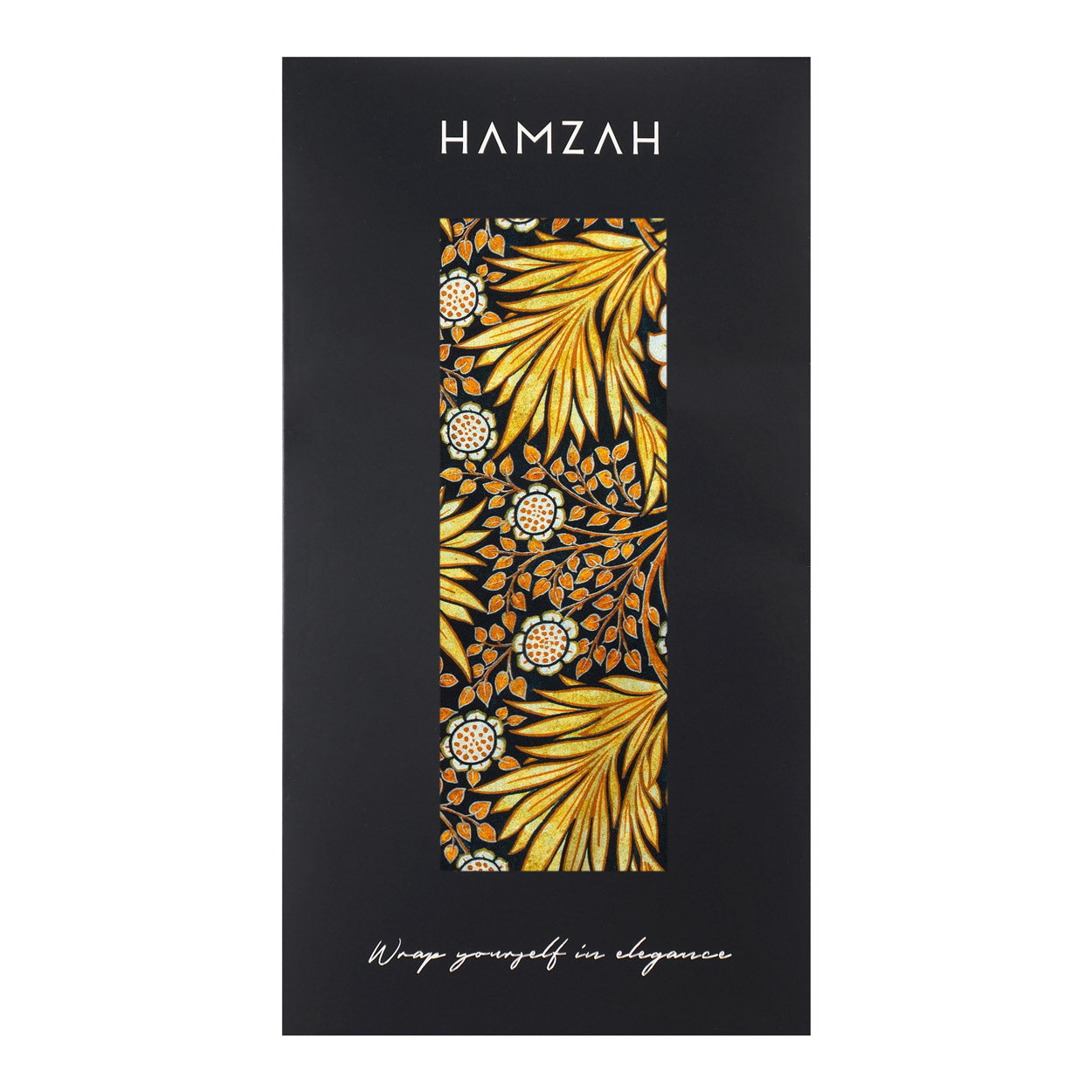 Black Silk Scarf with Gold Floral Motifs Aurum
