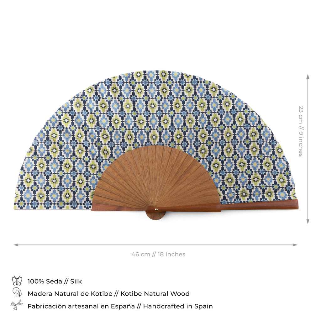 Blue & Green Silk hand fan Ayad