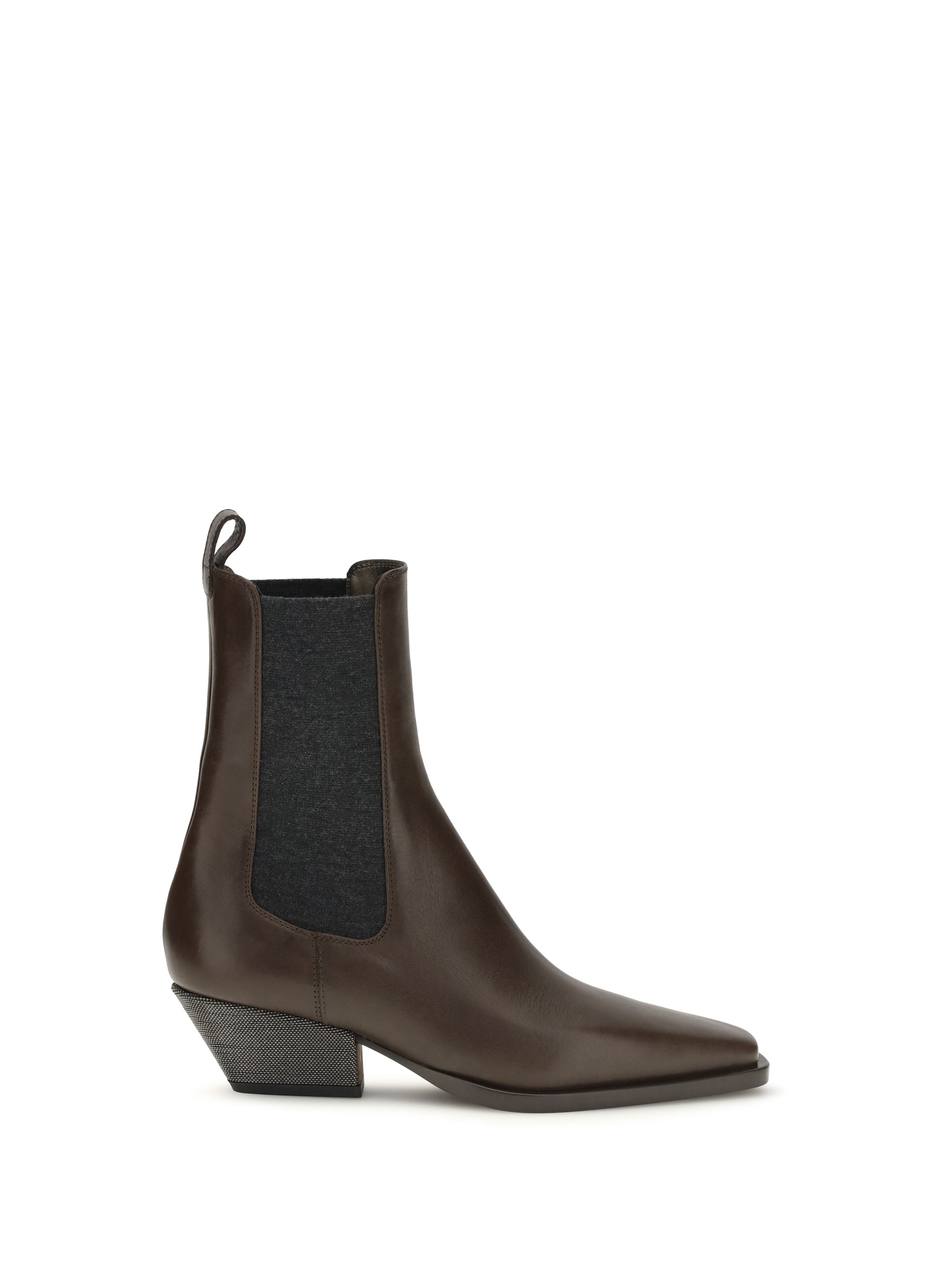 Brunello Cucinelli Leather Ankle Boot — Brown