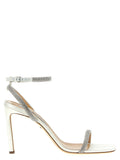 Sergio Rossi Rhinestone-Embellished Satin Heels — Ivory