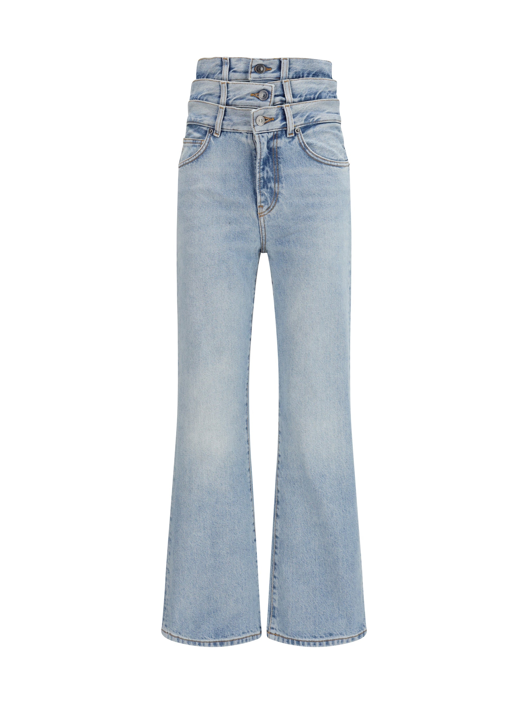 Fiorucci Flared Triple-Layer Waist Jeans — Blue