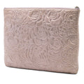 Large CC Embossed Metallic Lambskin Camellia O Case Clutch