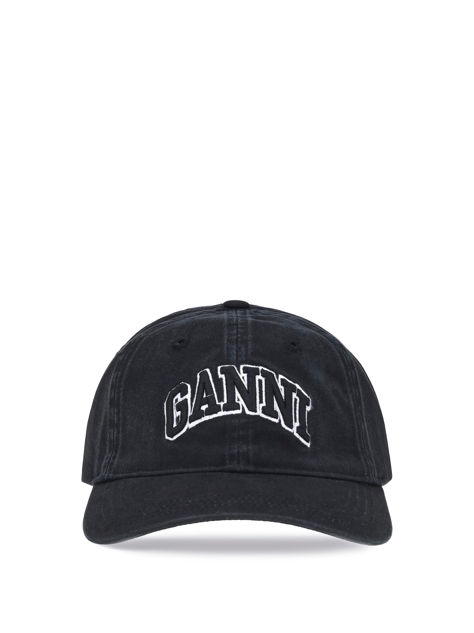Ganni A6900 Logo-Embroidered Baseball Cap — Black
