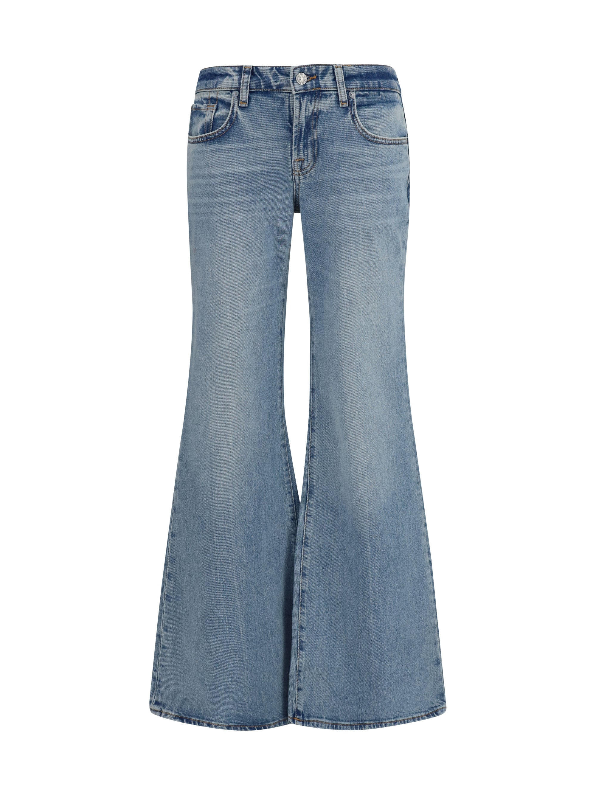 7for Low-Rise Five-Pocket Jeans — Blue