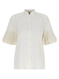Valentino Garavani Pleated-Sleeve Poplin Shirt — White
