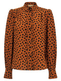 Valentino Garavani Polka Dot Print Silk Blouse — Orange