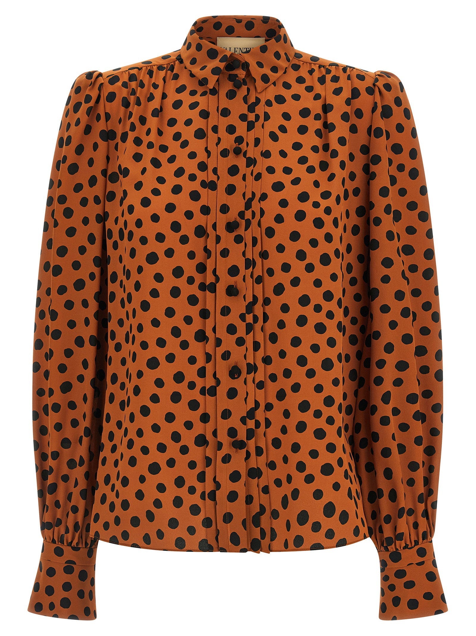 Valentino Garavani Polka Dot Print Silk Blouse — Orange