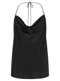 Valentino Garavani Silk Satin Cowl-Neckline Tank Top — Black