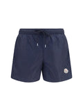 Moncler Logo-Patched Polyamide Swim Shorts — Navy