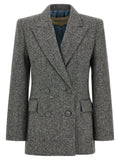 Valentino Garavani Double-Breasted Wool Blazer — Grey