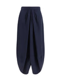 Giorgio Armani Pleated Silk Skirt — Navy