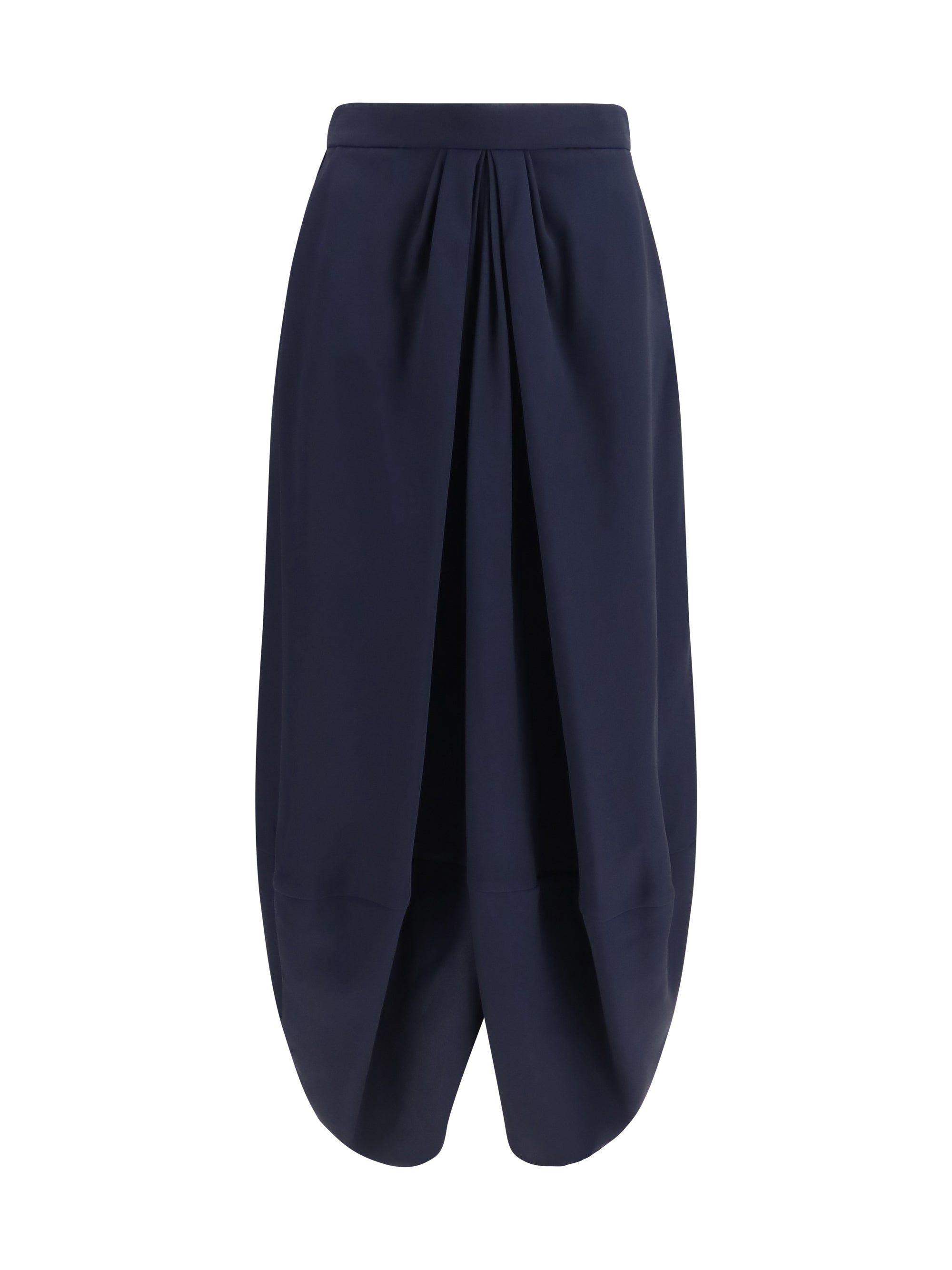 Giorgio Armani Pleated Silk Skirt — Navy