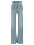 Valentino Garavani High-Waist Stone-Washed Denim Jeans — Blue