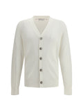 Brunello Cucinelli Ribbed Cotton Cardigan — White