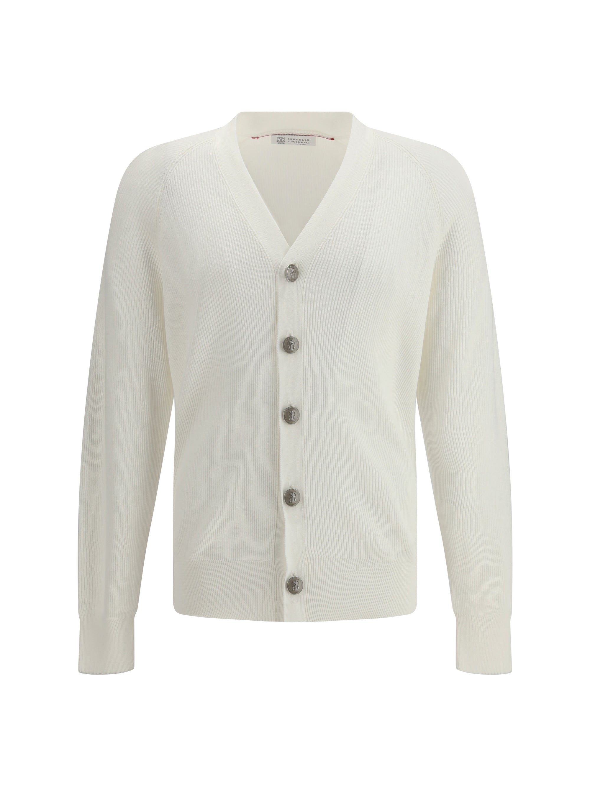 Brunello Cucinelli Ribbed Cotton Cardigan — White