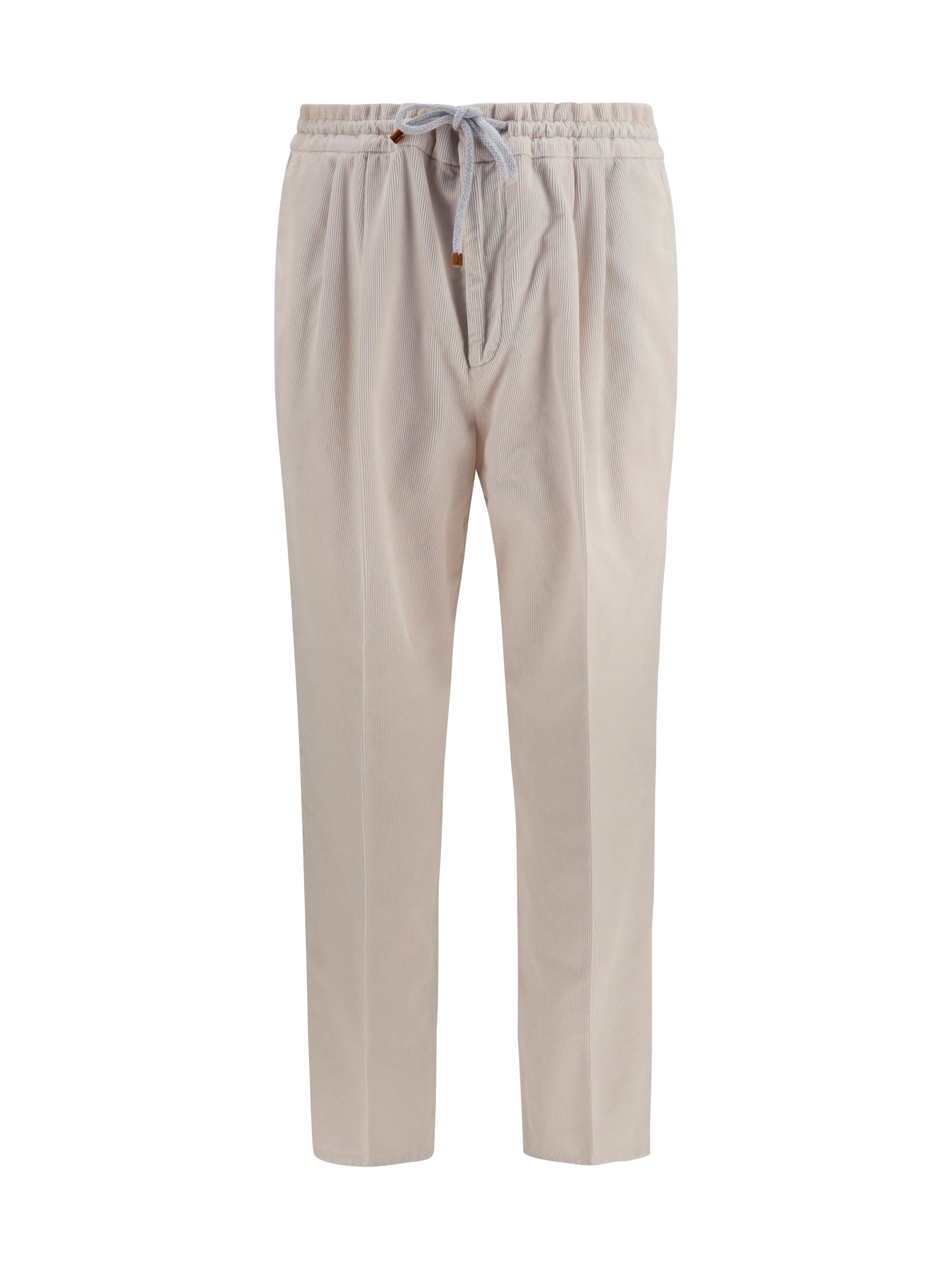 Brunello Cucinelli Corduroy Drawstring Trousers — Beige