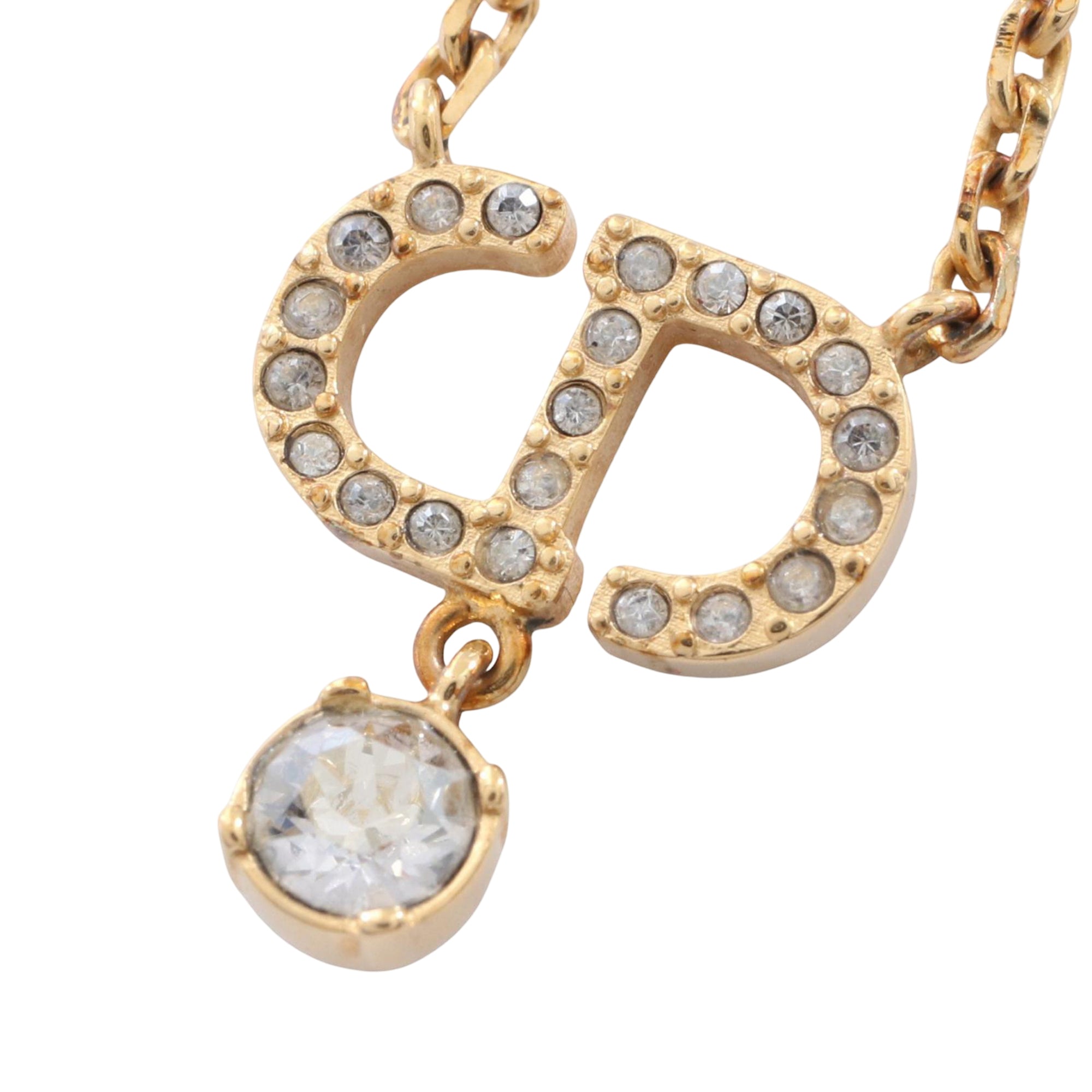 Gold Plated Strass CD Logo Pendant Necklace