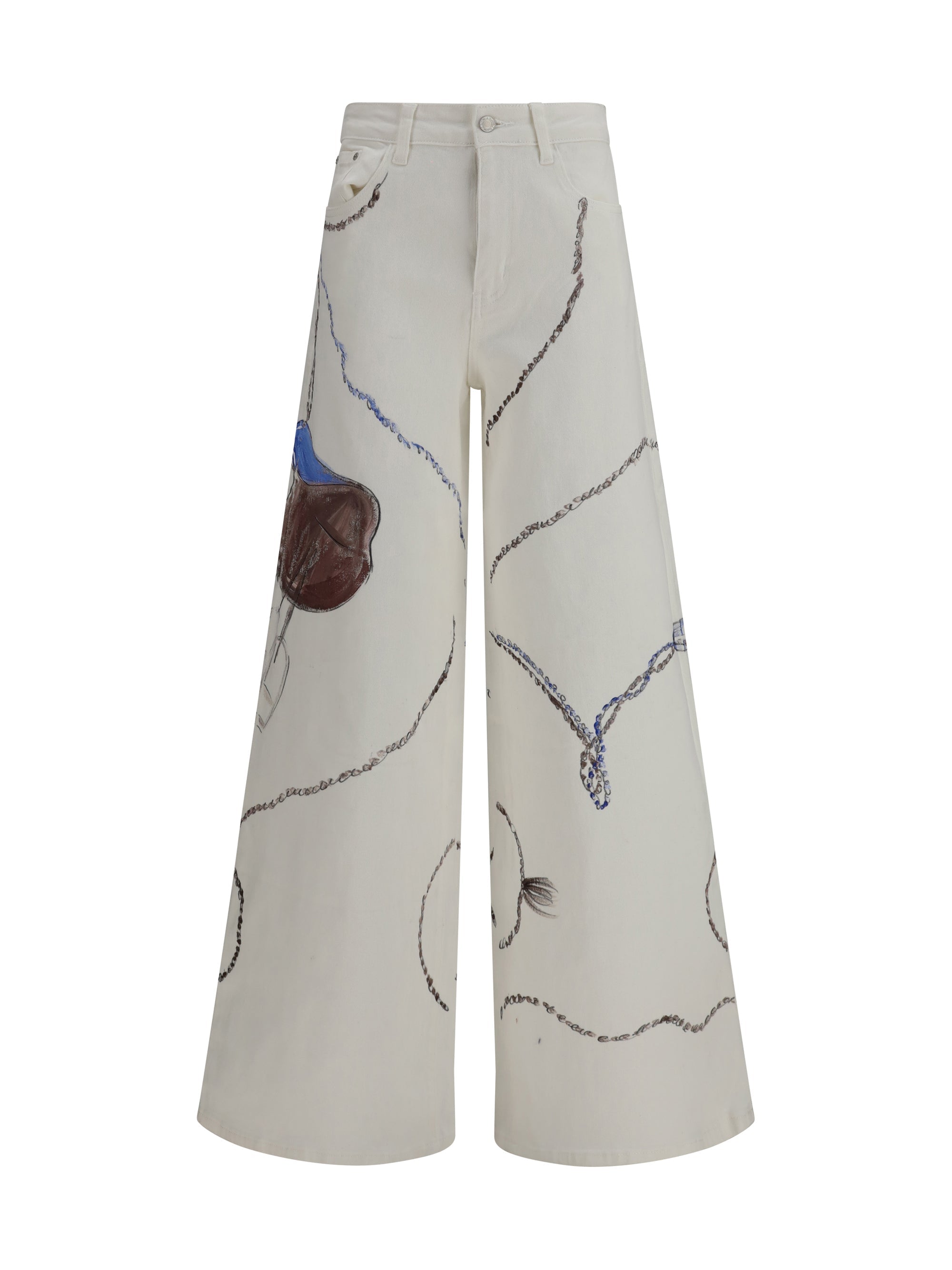 Ella Palazzo Long Jeans — White