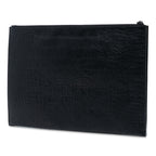 Croc Embossed Leather Monogram Clutch