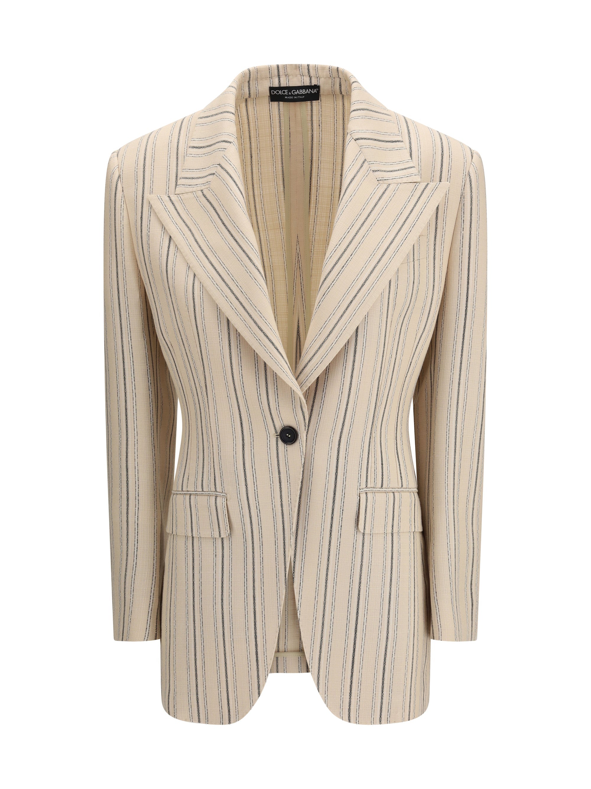 Dolce & Gabbana Regimental Pinstripe Blazer — Beige