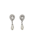 Pendientes Alessandra Rich con gotas de cristal y perlas – Plateado
