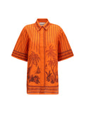 Alemais Printed Cotton Shirt — Orange