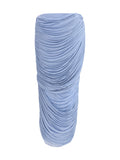 Magda Butrym Draped Cupro Midi Skirt — Blue