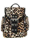 Ganni Leopard-Print Nylon Backpack — multicolor