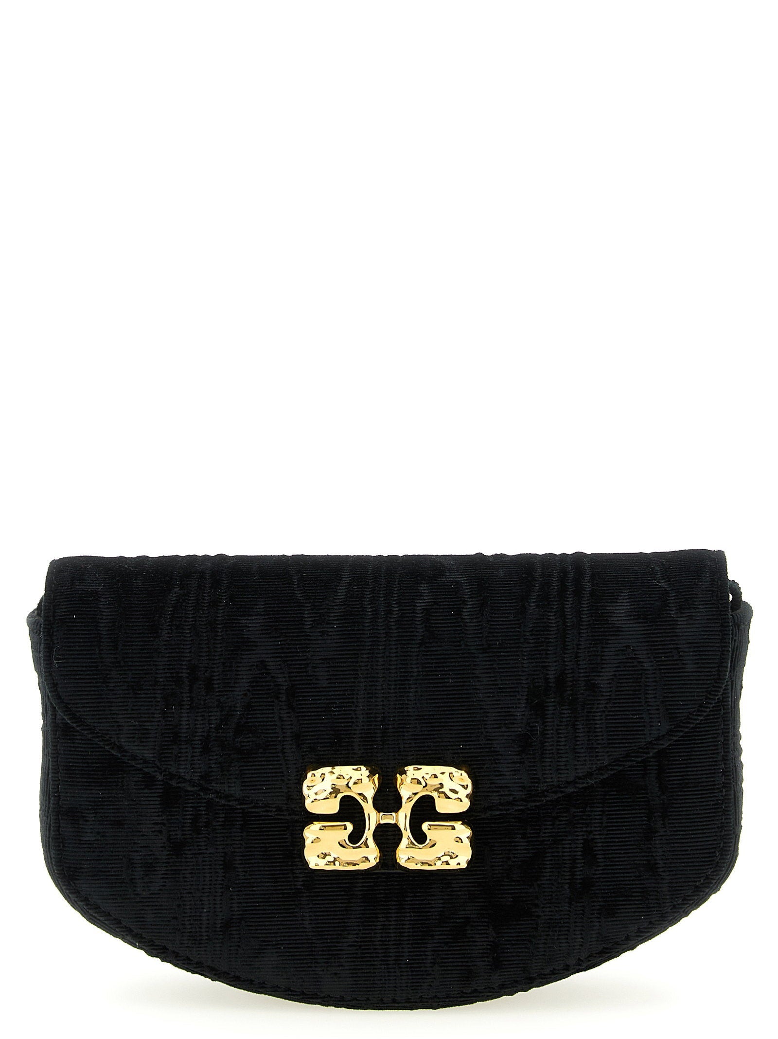 Ganni Moiré Velvet Wallet — Black