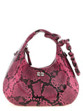 Ganni Snake-Print Leather-Effect Mini Hobo Bag — Pink