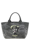 Ganni Crystal-Embellished Canvas Tote Bag — Charcoal