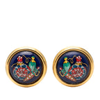 Gold Plated Enamel Round Clip On Earrings
