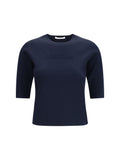 Max Mara Pure Logo-Embroidered T-Shirt — Navy