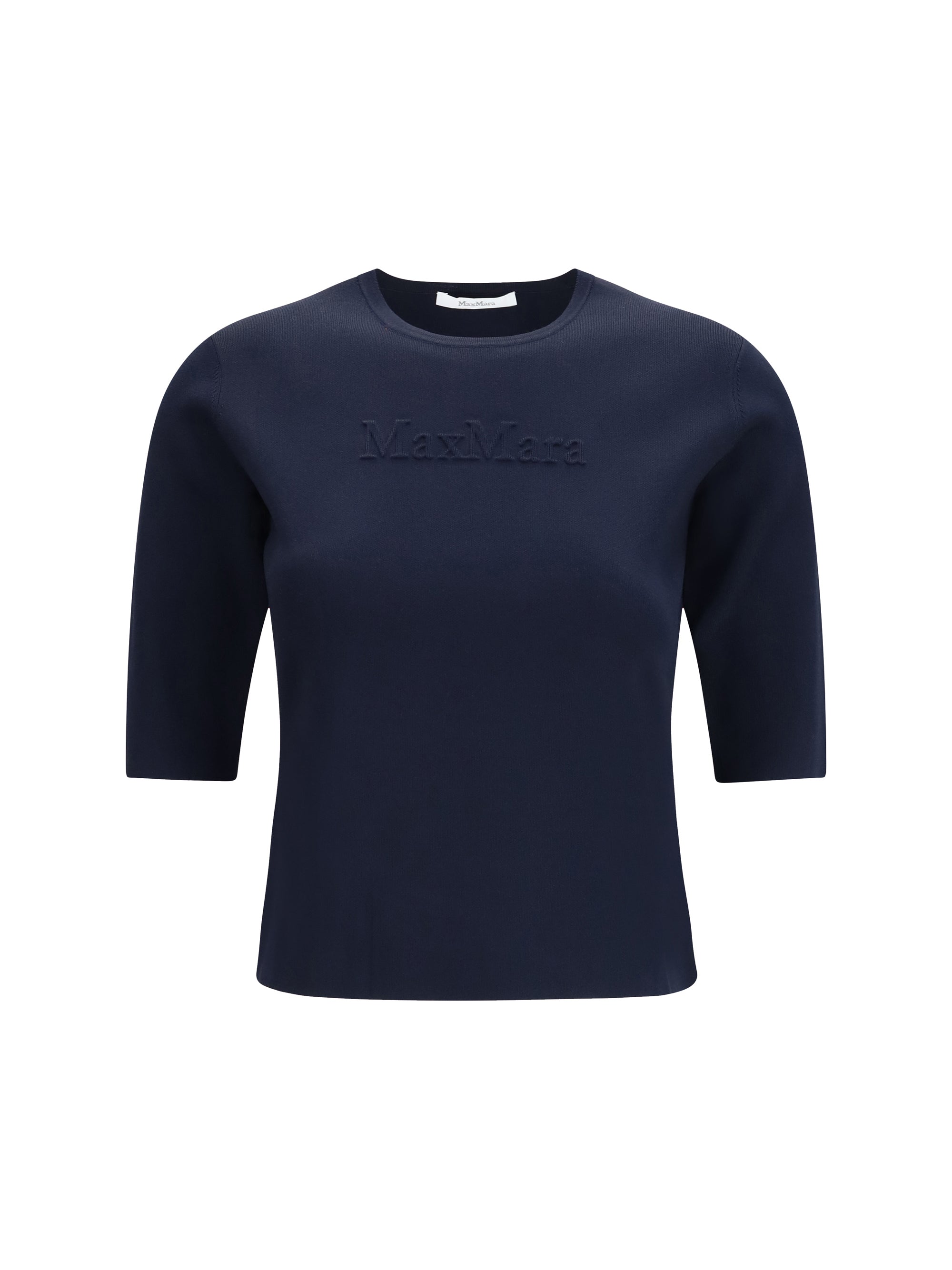 Max Mara Pure Logo-Embroidered T-Shirt — Navy